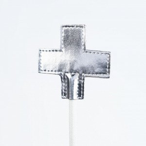 Стек БДСМ Sitabella, крест, винил, 62,,5 см, серебро