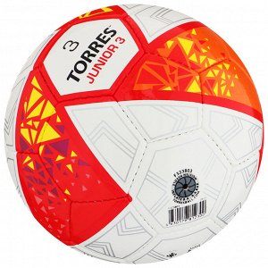 Футбольный мяч TORRES Junior-3, F323803, ручная сшивка, 32 панели, р. 3, PU