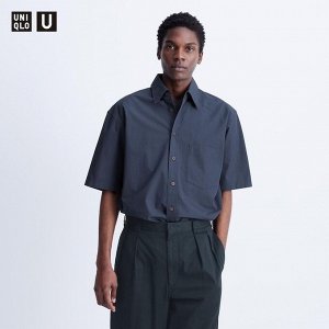 UNIQLO - стильная мужская рубашка оверсайз в клетку - 69 NAVY