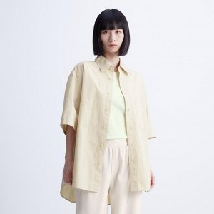 UNIQLO - стильная мужская рубашка оверсайз в клетку - 30 NATURAL