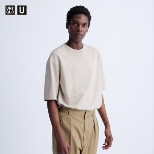 UNIQLO - хлопковая футболка оверсайз AIRism - 02 LIGHT GRAY