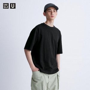 UNIQLO - хлопковая футболка оверсайз AIRism - 09 BLACK