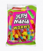 Мармелад жевательный в виде червяков с кислой посыпкой JAKE Jelly Mania Worms  100 гр