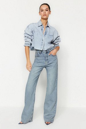 винтажные джинсы с широкими штанинами и высокой талией с эффектом выцветания