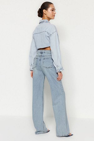 винтажные джинсы с широкими штанинами и высокой талией с эффектом выцветания