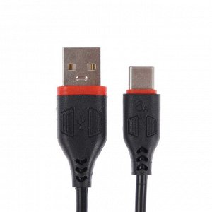 Кабель Type-C - USB, 2.4 А, 1 м, зарядка + передача данных, черный