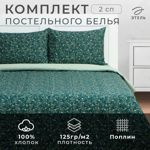 Постельное бельё Этель 2 сп Small leaves, 175х215 см, 200х220 см, 50х70 см -2 шт, поплин