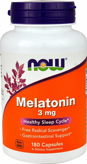 Now Foods, Мелатонин, 3 мг, 180 кап