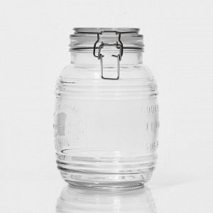 Банка для хранения сыпучих продуктов Доляна «Уют», 2.1 л, 12*19 см, с бугельным замком, стекло, прозрачная