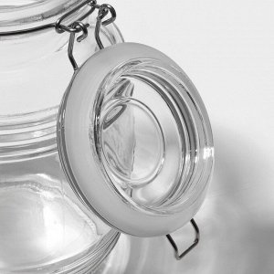 Банка для хранения сыпучих продуктов Доляна «Уют», 2.1 л, 12*19 см, с бугельным замком, стекло, прозрачная