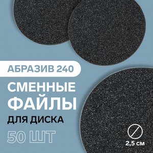 Сменный файл для диска, абразивность 240, d2,5 см, фасовка 50 шт, цвет чёрный