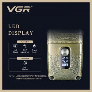 Профессиональный Набор для стрики волос, бороды и усов с шейвером VGR-649 аккумуляторный, LED дисплей
