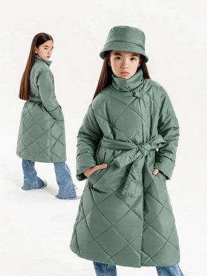 Пальто стёганое для девочек AmaroBaby TRENDY, фисташковый