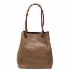 Qiuzhen Кожаный комплект: сумка-шоппер + маленькая сумка кросс-боди, темно-коричневый