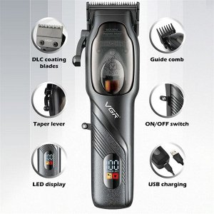 Профессиональная Машинка для стрижки волос, бороды, усов VGR-269 аккумуляторная LED дисплей