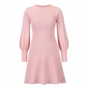 Женское короткое платье с длинным рукавом, цвет розовый