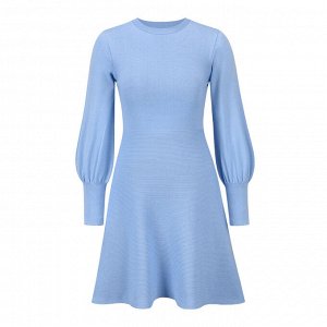 Женское короткое платье с длинным рукавом, цвет голубой