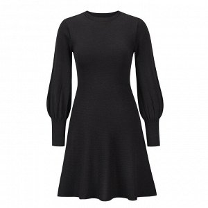 Женское короткое платье с длинным рукавом, цвет черный