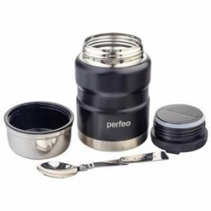 PERFEO Термос для еды с широким горлом, ложкой, объем 0,5 л., черный (PF_E1371)