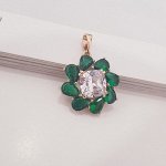 Кулон цветок &quot;&quot;, покрытие позолота, вставка: камень зеленый, фианиты, Х000709584,арт.001.427