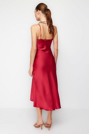 Красное атласное вечернее платье на подкладке Night