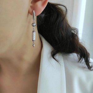 Серьги с серебристым гематитом, вулканитом