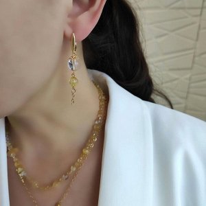 Серьги "Долька лимона", цитрином и горным хрусталем