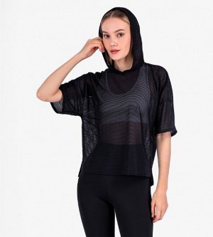 Топ Черный
Женская футболка свободного кроя с капюшоном.
Материал:
microMeryl (сетка) - "дышащая", легкая и эластичная разновидность сетки с ярко выраженной овальной ячеистой структурой. Имеет легкую 