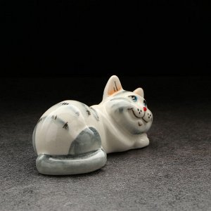 Статуэтка фарфоровая «Котя Муся», серая, 9см