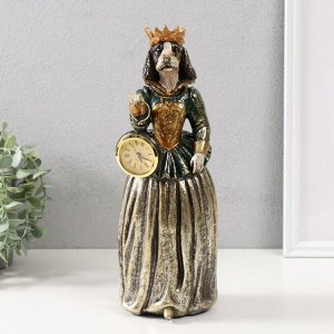 Фигурка-часы настольные полистоун «Спаниэль в короне платье», 12x11x32 см