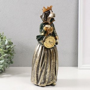 Фигурка-часы настольные полистоун «Спаниэль в короне платье», 12x11x32 см