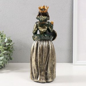 Фигурка-часы настольные полистоун «Спаниэль в короне платье», 12x11x32 см