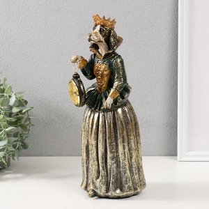 Фигурка-часы настольные полистоун «Спаниэль в короне платье», 12x11x32 см