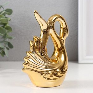 Сувенир керамика "Лебедь. Покорность" золото 6х10,5х14 см