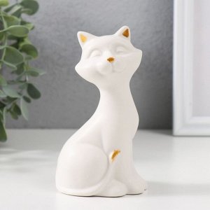 Сувенир керамика "Белый котик с золотым носом" матовый 6х5х13 см