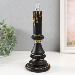 Световая фигурка полистоун «Свеча светодиодная», LED, 2xLR=44, чёрный с золотом, 10x10x24.5 см
