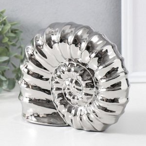 Сувенир керамика "Ракушка спираль" серебро 20,5х6х16 см