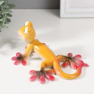 Фигурка полистоун «Жёлто-красный геккон», 13x10.5x6 см
