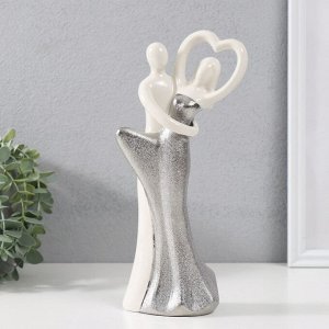 Фигурка керамика «В объятиях любви», серебристо-белый, 24.6x11.8x6 см