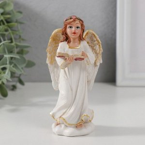 Сувенир полистоун "Ангел-девушка с книгой поёт" 12,5х6,5х5,3 см