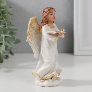 Сувенир полистоун "Ангел-девушка с книгой поёт" 12,5х6,5х5,3 см