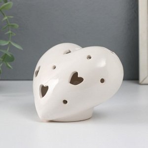 Фигурка светящаяся «Сердце», керамика, белый, 12.3x9x8.6 см