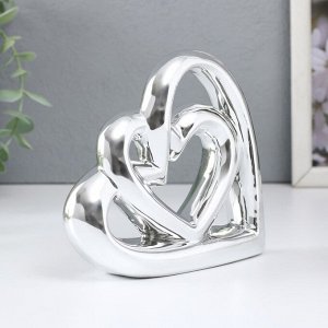 Сувенир керамика "Сплетённые сердца" серебро 12,3х3,5х11,8 см