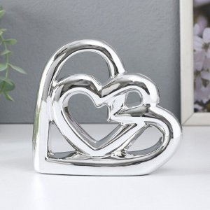 Сувенир керамика "Сплетённые сердца" серебро 12,3х3,5х11,8 см