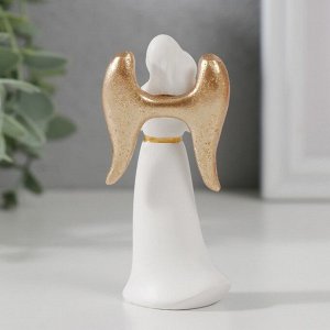 Сувенир полистоун "Ангел-дева в молитве" белый с золотом 8,5х4,2х2,5 см