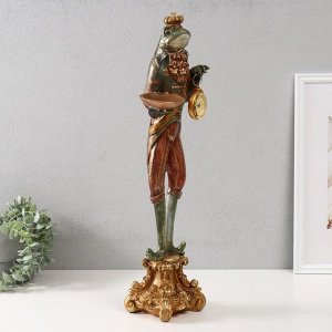 Фигурка-подсвечник на 1 свечу, часы настольные «Лягуха в короне», полистоун, 17x14.5x57.5 см