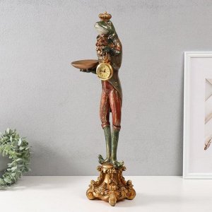 Фигурка-подсвечник на 1 свечу, часы настольные «Лягуха в короне», полистоун, 17x14.5x57.5 см