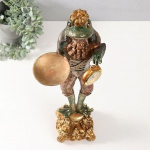Фигурка-подсвечник на 1 свечу, часы настольные «Лягуха в короне», полистоун, 17x14.5x57.5 см