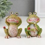 Сувенир полистоун &quot;Лягушка с божьей коровкой&quot; МИКС 3,2х4,7х6,5 см