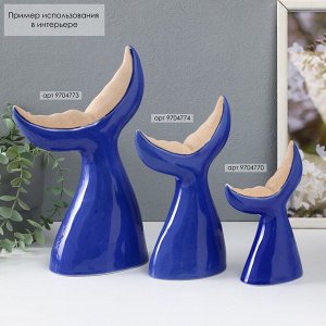 Фигурка керамика «Хвост кита», ярко-синий, 19.4x9.2x29 см